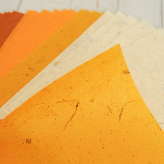 A5 50 Sheets Natural Fiber Mulberry Tree,Banan Bark Mulberry paper Sheets Square Origami Paper Arts Folding Craft, Decoration Paper, Square Folding Paper for DIY Crafts. 8.3" x 5.8" Brown Tone - Crafty Corner