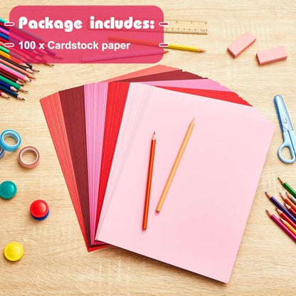 100 Sheets 5 Shades Cardstock Paper (100 Count)