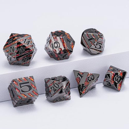 Decorative Inlay Metal Dice Set 7pcs (7 Count)
