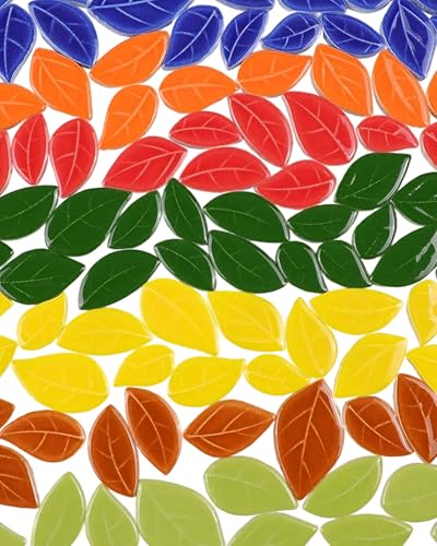 200g Mixed Sizes Leaves Mosaic Tiles for Craft Bulk