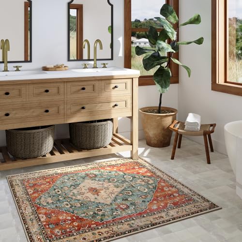 Felice Boho Tribal 3x5 Washable Entry Throw Rugs for Bedroom (15 Sq Ft)