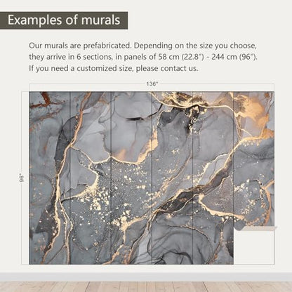 Gray and Gold Marble Wallpaper wall murals for Bedroom 136"x96"