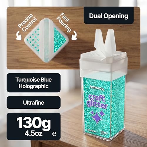 Craft Glitter Shaker Turquoise Blue Holographic 130g Ultrafine (4.5 Ounce)