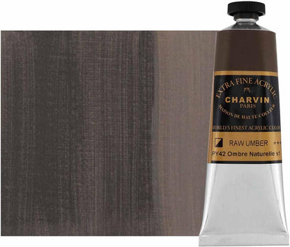 Charvin Extra Fine Professional Acrylic Paint - Raw Umber, 60ml Tube, Triple-Milled, Lightfast Pigments, Open Stock Artist Acrylic Paints in Nature-Inspired Hues