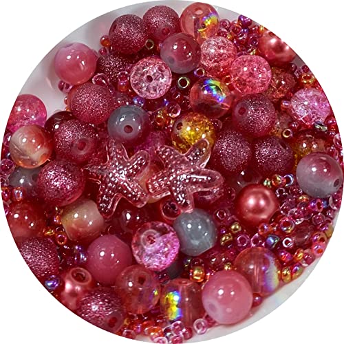 Assorted Glass Resin Beads Multi Size Colors Smooth Cracked Gravel Millet Spacer Beads for Bracelets Necklace Earring DIY Jewelry Making Craft