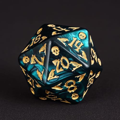 7 Die DND Dice Set Scary Pattern Polyhedral Dice Set with Dice Bag (7 Count)