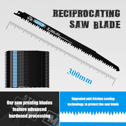 25Pack 12inch 5TPI Woodcutting Reciprocating Saw Blades Set (25 Count)