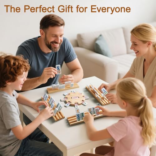 Mexican Train Dominoes Set with 4 Wooden Trays (116 Count)