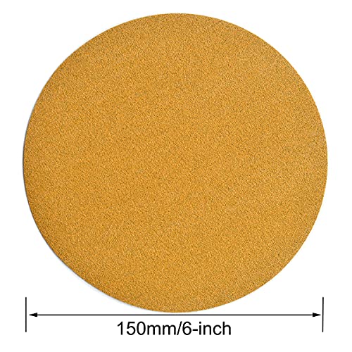 6-Inch No-Hole Hook and Loop Gold Sanding Discs 120-Grit, 100-Pack (100 Count)