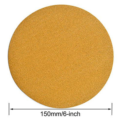 6-Inch No-Hole Hook and Loop Gold Sanding Discs 120-Grit, 100-Pack (100 Count)