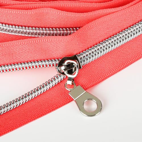 The Yards Pink Nylon Coil Zipper with Silver Teeth (10 Yards, 10 Count)