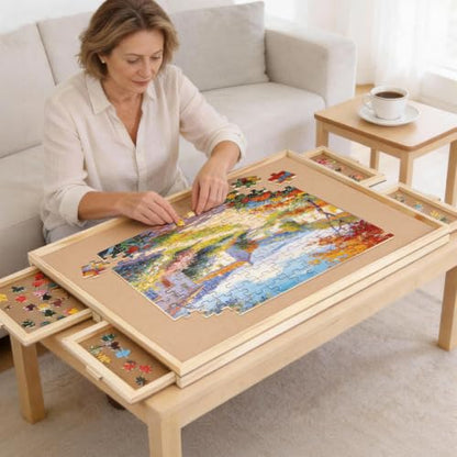 1000 Pieces Rotating Puzzle Board with 4 Drawers