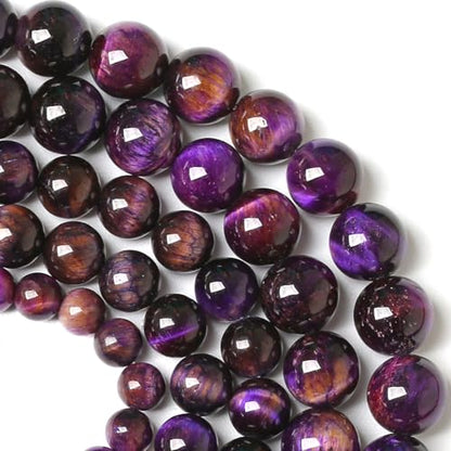 8MM Purple Tiger Eye Stone Beads Natural Gemstone Round Loose Beads for Jewelry and Bracelets Making 45pcs Strands 16"