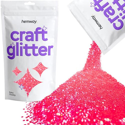 Craft Glitter Fluorescent Pink 100g Extra Chunky Glitter
