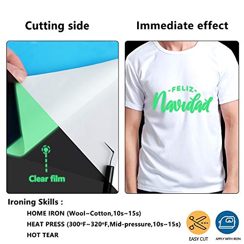 RENLITONG Luminous Green Glow in The Dark Heat Transfer Vinyl HTV Rolls (11.2 Ounce)