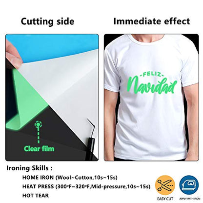 RENLITONG Luminous Green Glow in The Dark Heat Transfer Vinyl HTV Rolls (11.2 Ounce)