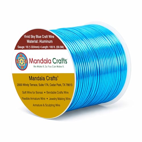 18 Gauge Vivid Sky Blue Anodized Aluminum Craft Wire (100 Foot)