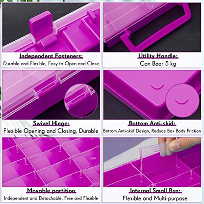 2 Pcs 48 Grids Plastic Bead Organizer Box with Divider (2 Count)