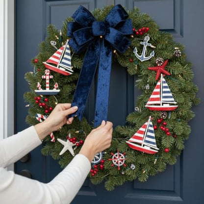 Navy Velvet Ribbon 2.5 Inch x 10 Yards for Christmas Tree Topper Home Decoration Wreath Gift Wrapping DIY Craft (30 Foot)