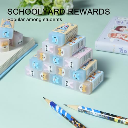 18Pcs Cute Animal Erasers for Kids Bulk (18 Count)