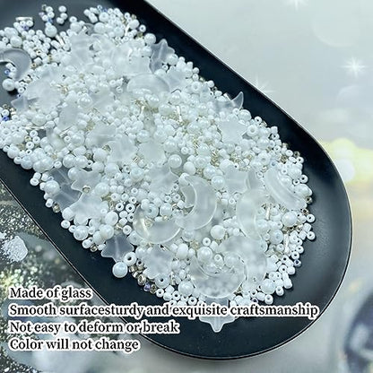 Assorted Glass Beads for Jewelry Making Multi Size Colors Glass Star Moon Seed Pearl Spacer Beads for Bracelets Necklace Earring Making (2.8219 Ounce)