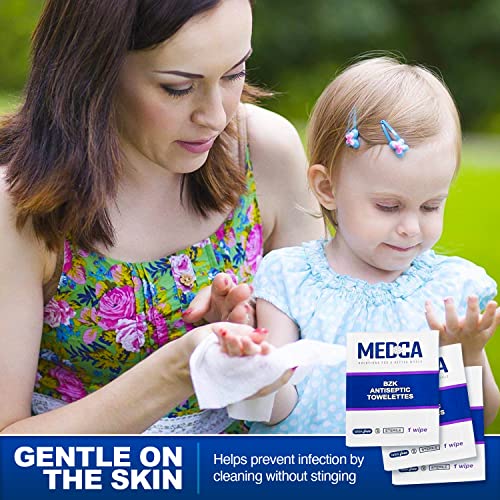 Hand Wipes – (Pack of 300) Benzalkonium Chloride Swabs Individual BZK Single-Use Packets by MEDca (300 Count)