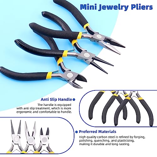 8Pcs Jewelry Making Pliers Tools Kit includes Needle Nose Pliers