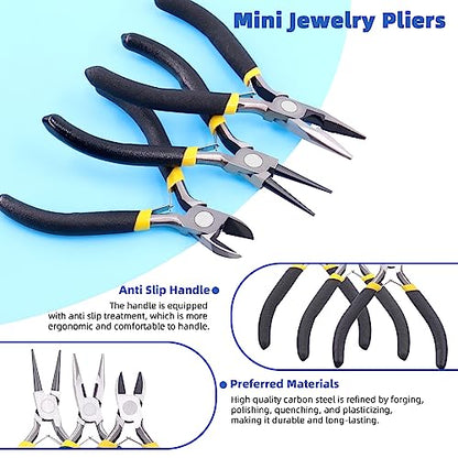 8Pcs Jewelry Making Pliers Tools Kit includes Needle Nose Pliers