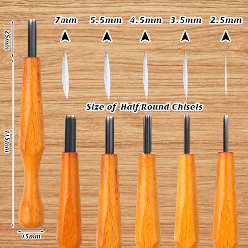 5 Pcs Linoleum Carving Tool Set Wood Handle Linocut (5 Count)