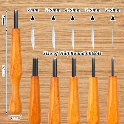 5 Pcs Linoleum Carving Tool Set Wood Handle Linocut (5 Count)