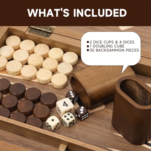 GSE Premium Wooden Magnetic Inlay Backgammon Board Set