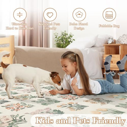 Floral Machine Washable 3x5 Rug (15 Sq Ft)