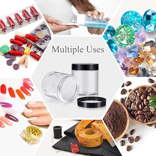 36 Pieces 8 oz Plastic Jars with Lids Wide Mouth Airtight Reusable Container Acrylic Cosmetic Small Jars for Lotions Ointments Travel Toiletries Creams Make up Storage (36 Count)