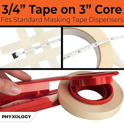 3/4 in Pro-Grade Masking Tape. 60 Yard Roll 4 Pack = 240 Yards of Multi-Use, Easy Tear Removable Tape. Great for Labeling, Painting, Packing and More. Adhesive Leaves No Residue! (720 Foot)