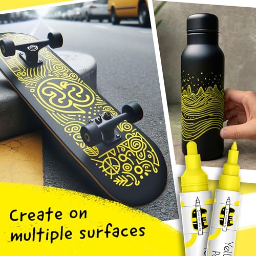 4 Dual Tip Yellow Paint Marker Pen