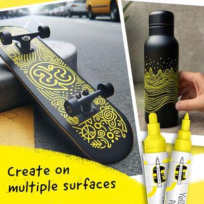 4 Dual Tip Yellow Paint Marker Pen