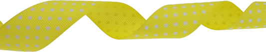 Polka Dot Grosgrain Ribbon 25 Yard Each Roll 100% Polyester (1", Yellow) - Crafty Corner