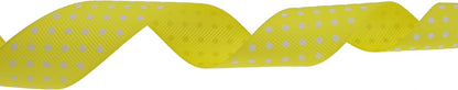 Polka Dot Grosgrain Ribbon 25 Yard Each Roll 100% Polyester (1", Yellow) - Crafty Corner