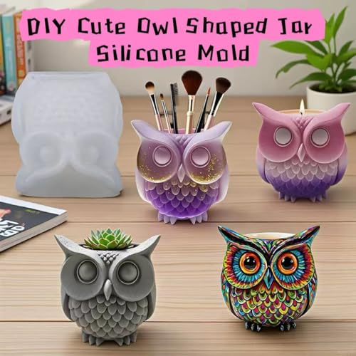 Animal Resin Molds Silicone 3D Cute Owl Epoxy Resin Plaster Candle Holder Wax Molds for Candle Making