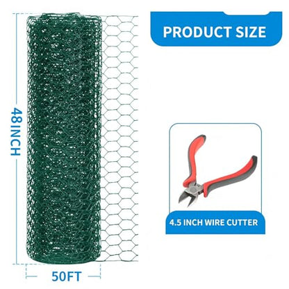 48'' x 50' Green Chicken Wire Fencing (2400 Sq Ft)