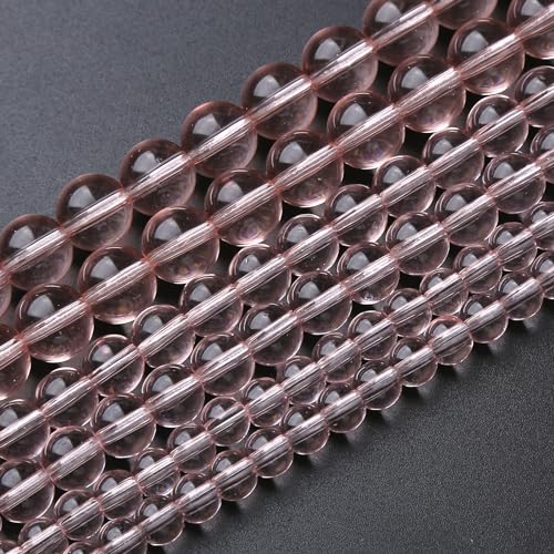 45pcs 8mm Pink Crystal Glass Beads Round Loose Spacer Beads for Jewelry Making DIY Bracelet Necklace Healing Power Stone Beads