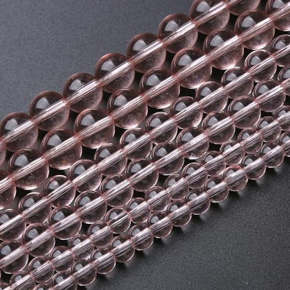 60pcs 6mm Pink Crystal Glass Beads for Jewelry Making DIY Bracelet Necklace Healing Power Stone Beads