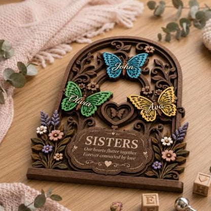 Personalized Sisters Butterfly Wooden Sign