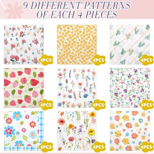 36 Pack 9 Styles Decoupage Napkins Little Colorful Floral Napkins (36 Count)