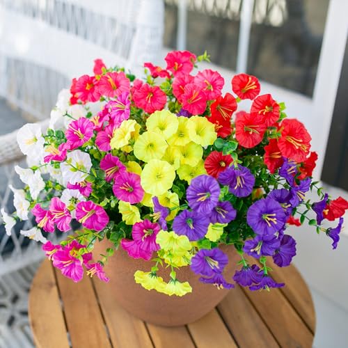 Artificial Flowers Fake Plants for Outdoors Decoration (12 Count)