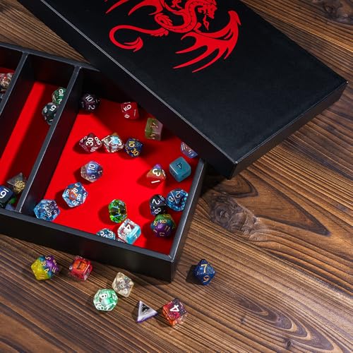 4-in-1 D&D Storage Dice Box Portable Rolling Tray for Tabletop Games (35.2 Ounce)