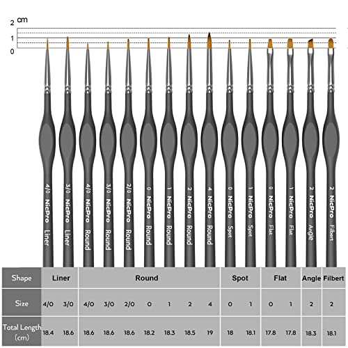 15 PCS Fine Detail Paint Brushes Set with Nylon Brush Case (15 Count)