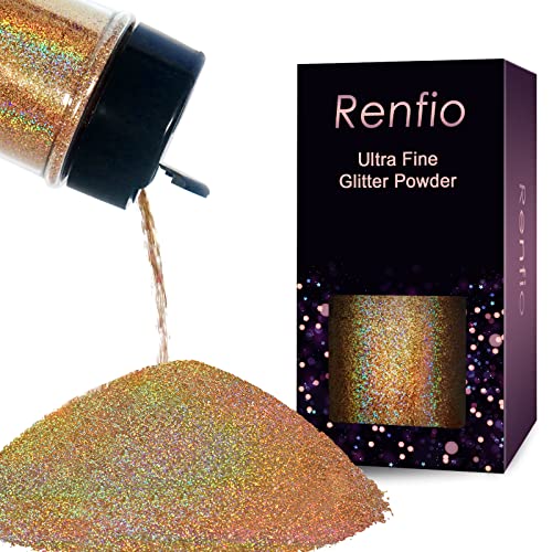 Holographic Ultra Fine Gold Glitter Powder Metallic Resin Glitter (2.11 Ounce)