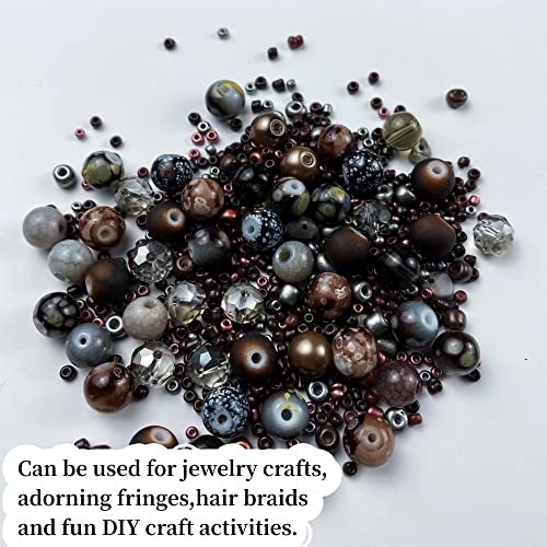 Assorted Glass Resin Beads Multi Size Colors Smooth Cracked Gravel Millet Spacer Beads for Bracelets Necklace Earring DIY Jewelry Making Craft