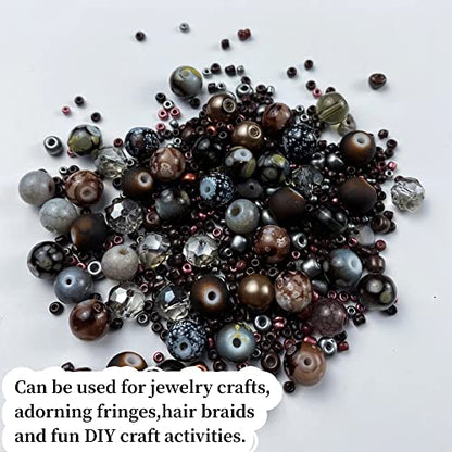Assorted Glass Resin Beads Multi Size Colors Smooth Cracked Gravel Millet Spacer Beads for Bracelets Necklace Earring DIY Jewelry Making Craft